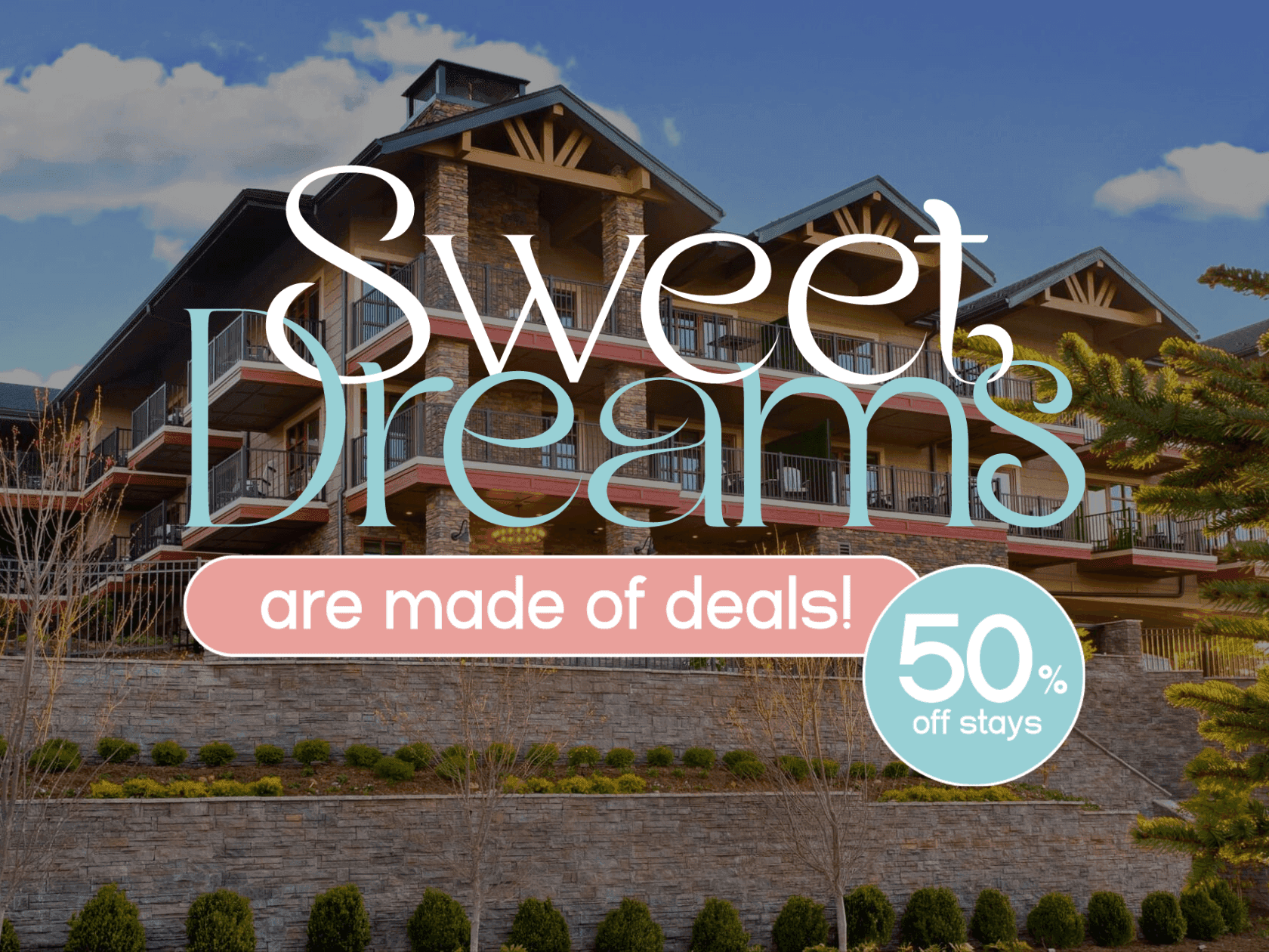 Image of a resort with text 