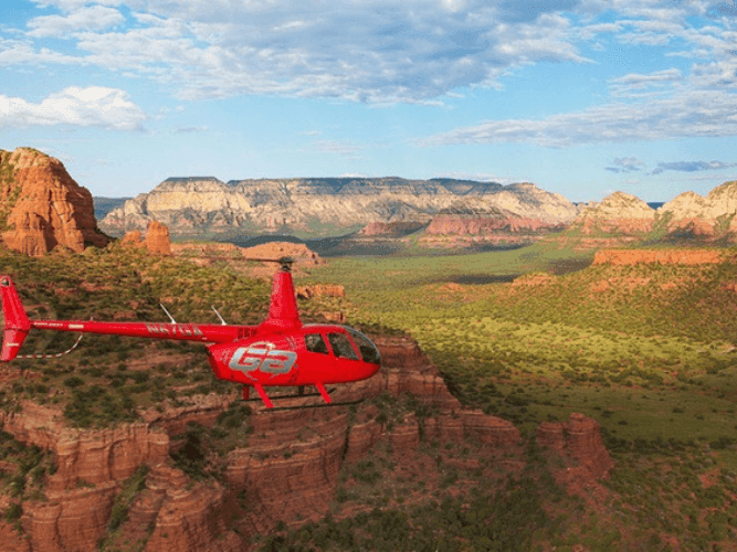 The guidance of the helicopter through the landscape