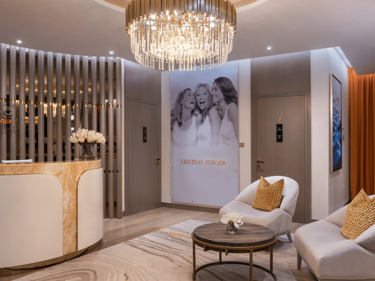 Reception area with loungers in Pause Spa Château Berger at Paramount Hotel Midtown