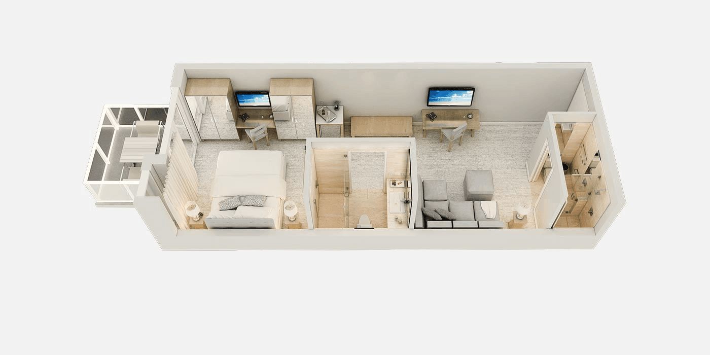 Floorplan of King Ocean Front Suites 