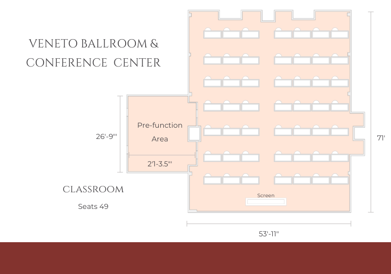 ballroom layout for classroom/conference