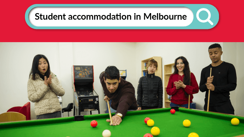 Group of people playing pool in a common room at Student Living - 590 Lygon.