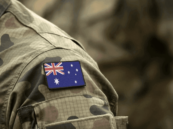 Close-up of the Australian flag in a military suit at The Smith Hotel Darwin