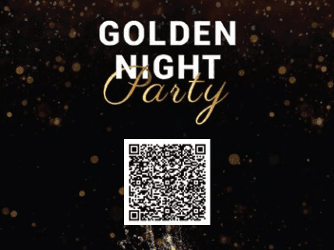 Golden Night Party with Barcode poster at Fiesta Americana
