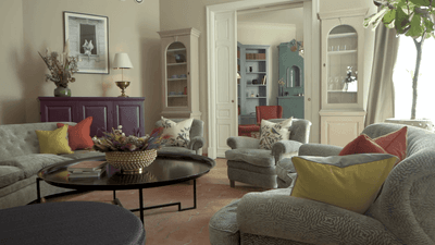 Living room of the Josephine Room at The Sparrow Hotel