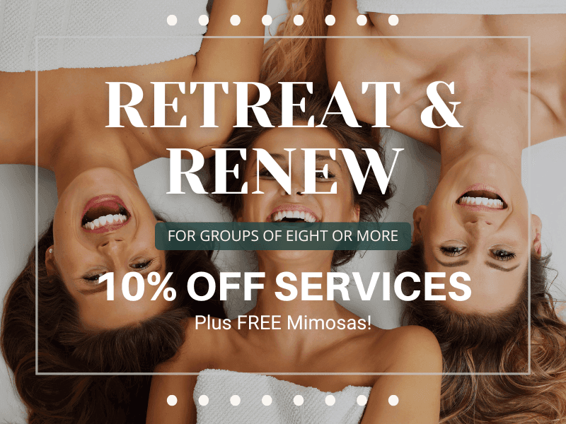 color photo of spa getaway with promotional details