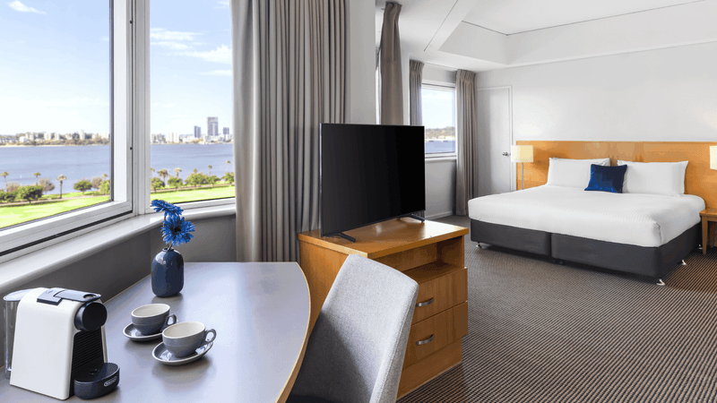 Junior Suite at Novotel Perth Langley with great Swan River views