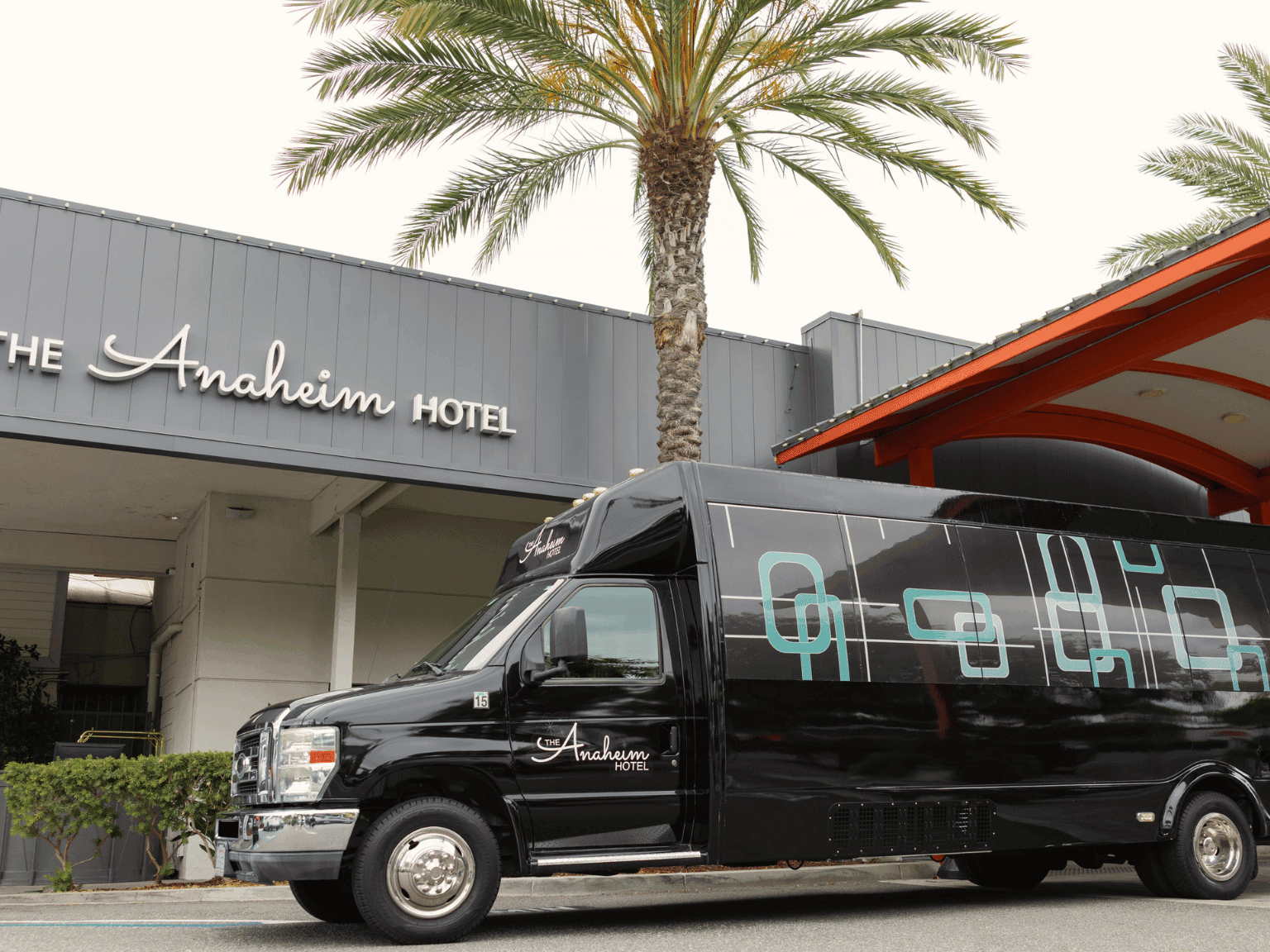 The Anaheim Hotel Shuttle and Hotel Front Entrance