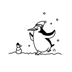 A penguin and a snowman stand side by side in a snowy landscape used at Flemings Hotels