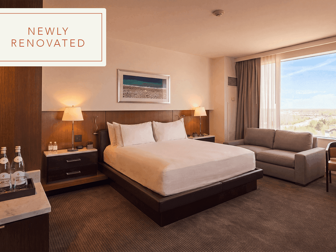 Modern luxury king guestroom at Hotel Arista with floor-to-ceiling windows and contemporary furnishings