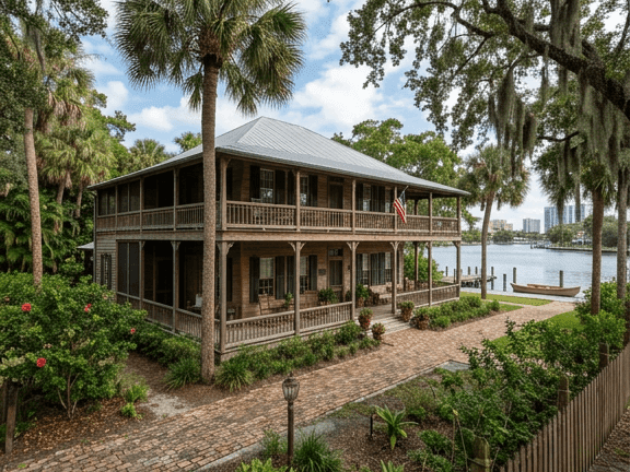 Two-story wooden estate by the water in Historic Stranahan House Museum near The Atlantic Hotel & Spa