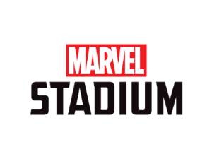 Logo of Marvel Stadium at Nesuto Docklands