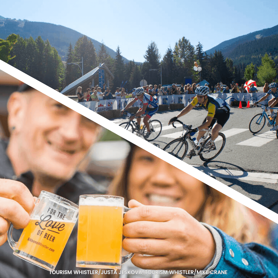 Collage of RBC GranFondo Whistler and Whistler Village Beer Festival near Blackcomb Springs Suites