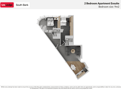 UniLodge South Bank - 2bed Floorplan - Web
