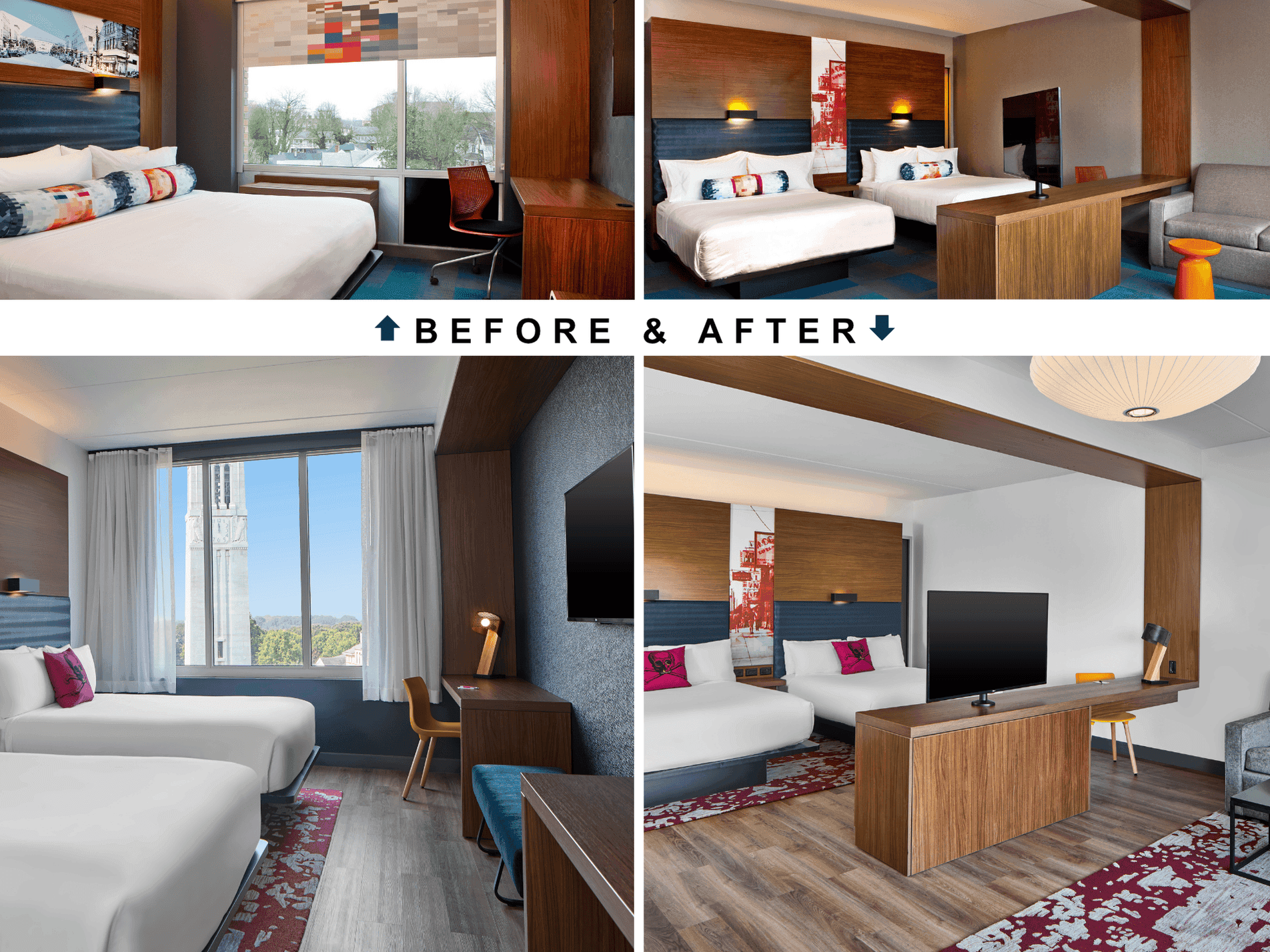 Aloft Raleigh North Carolina Before and After Renovation Rooms