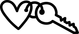 Vector icon of heart with a key used at Flemings Hotels