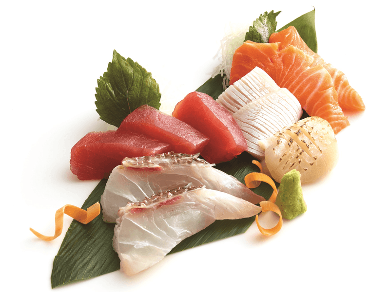 Close-up of raw fish slices in Nobu at Crown Hotel Melbourne