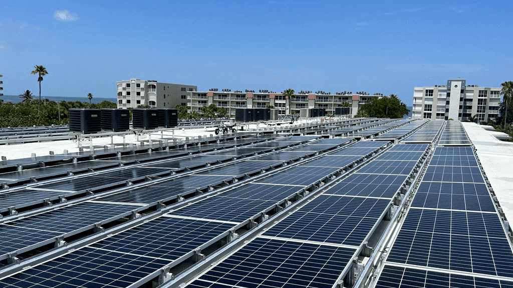 Close-up of solar panels at Legacy Vacation Resort