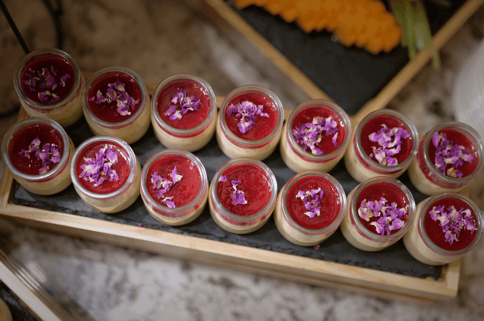 Close-up of Panna Cotta display at Amora Hotel Sydney