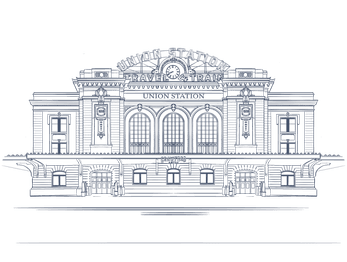 Vector illustration of Explore Denver used at Warwick Denver