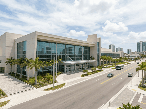 Broward County Convention Center exterior building and street view near The Atlantic Hotel & Spa