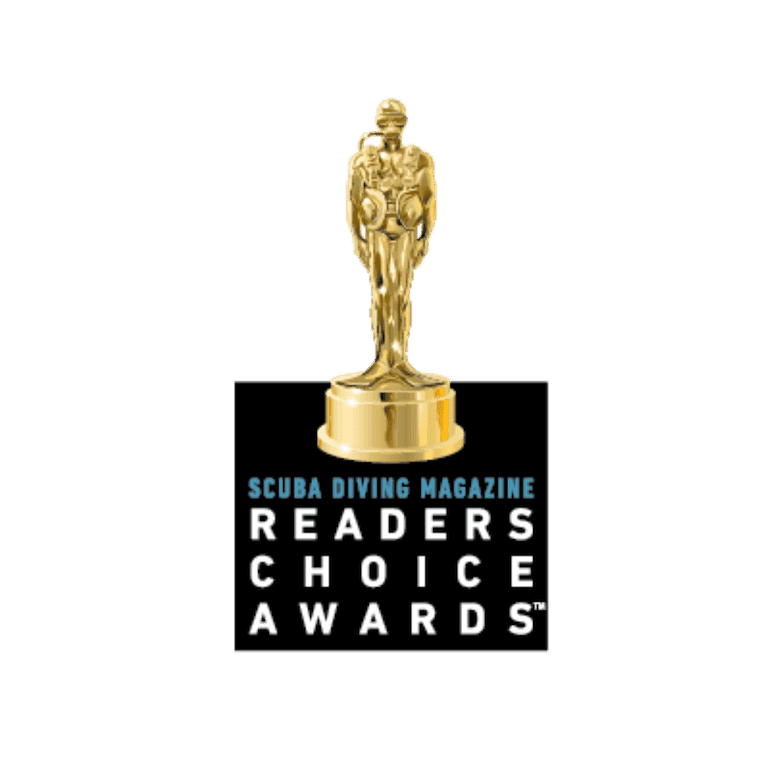 Gouden trofee voor de Scuba Diving Magazine Readers Choice Awards gebruikt bij Golden Rock Resort