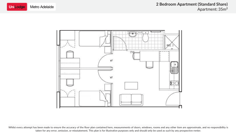 2 Bedroom Apartment (Standard Share) - Floor Plan
