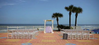 Beachfront wedding ceremony at The Plaza Resort & Spa