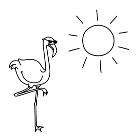 Vector icon of flamingo and sun used at Flemings Hotels