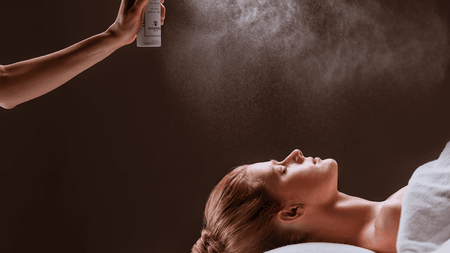 Facial mist treatment during a spa wellness session at Gansevoort Meatpacking NYC, offering special Manhattan hotel deals