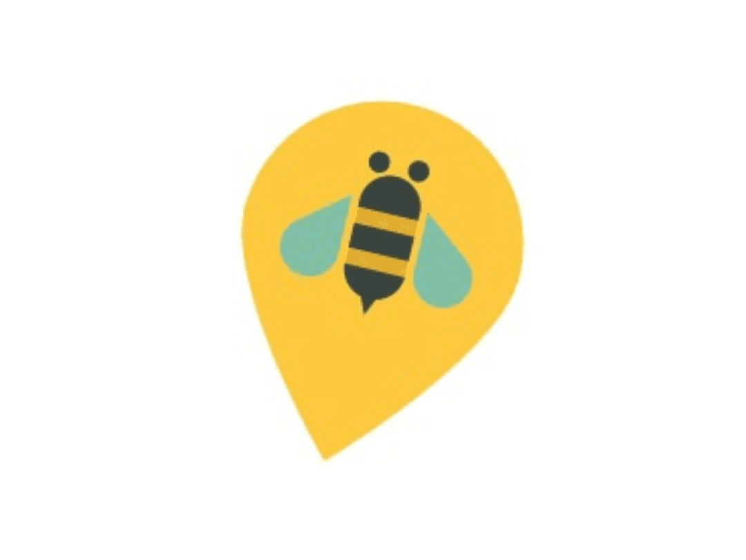 Yellow pin icon featuring a black and yellow striped bee at the center, representing the Urban Hive Milano brand