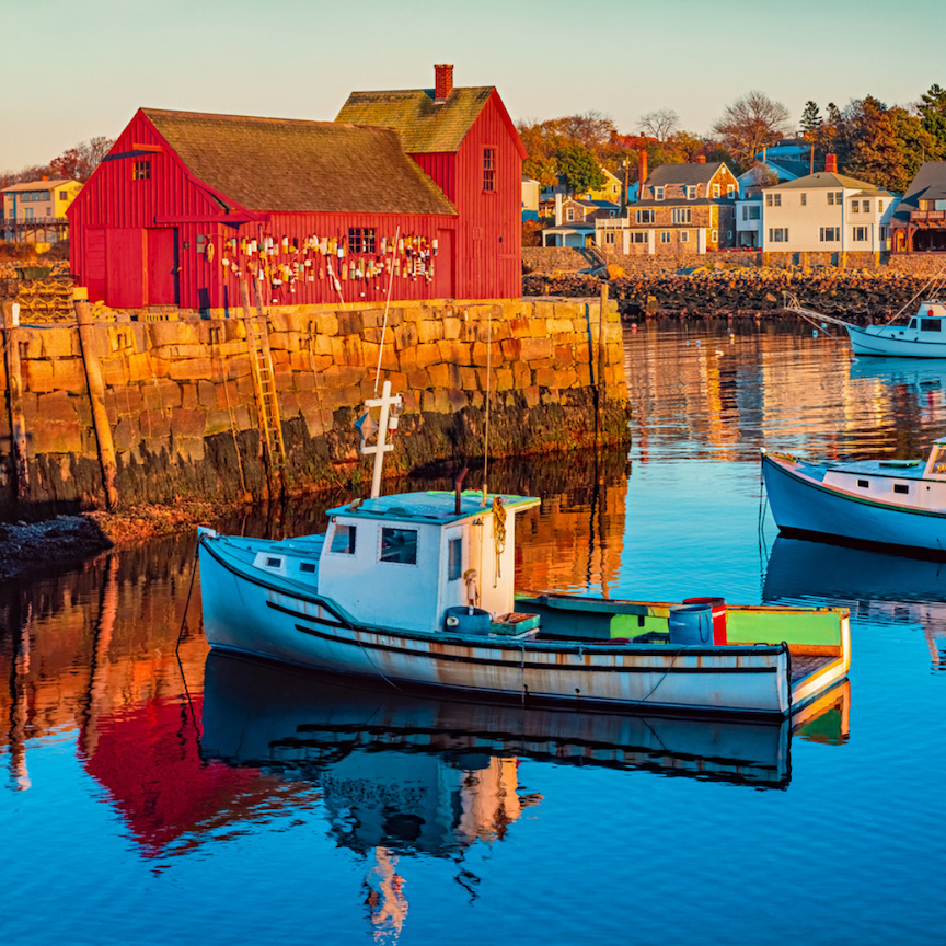 Boats on Rockport Harbor near Beauport Hotel Gloucester