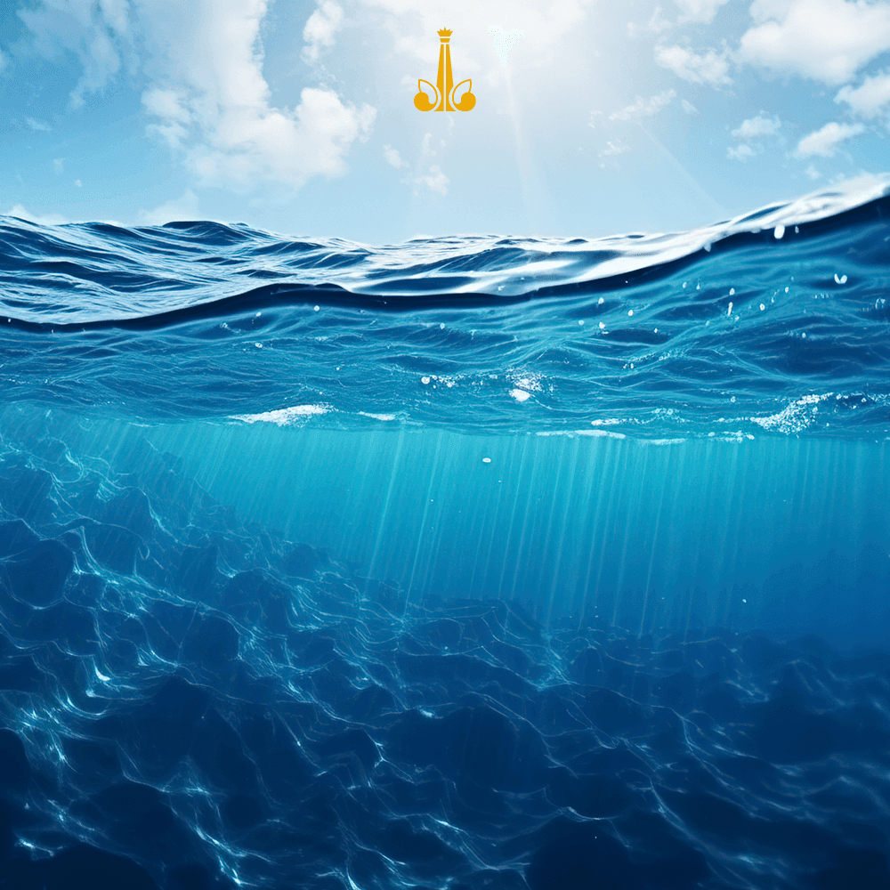 Stunning underwater view of clear blue ocean with sunlight rays near Marquis Los Cabos Resort