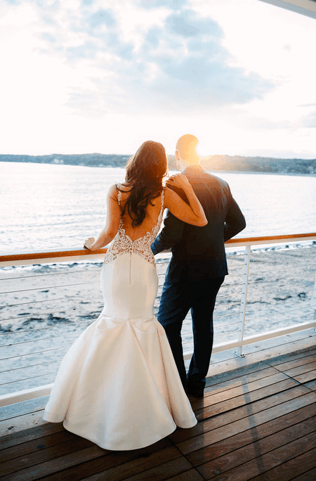 Couple taking photos with sea view at Beauport Hotel Gloucester