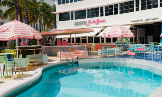 Pool & seating area at Clevelander South Beach