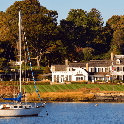 A sailboat moored in Greenwich Connecticut