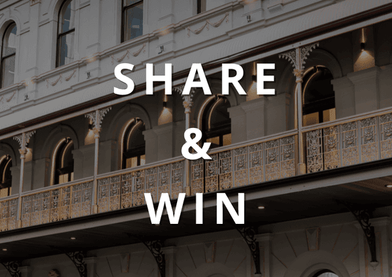 Share & Win poster at Melbourne Hotel Perth