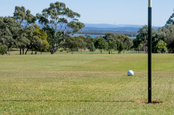 Landscape view of Freycinet Golf Club at Freycinet Lodge