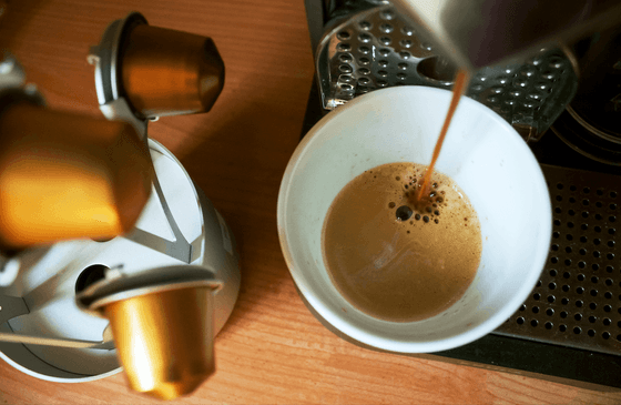 Close up on coffee maker pouring coffee at Hotel Sorrento