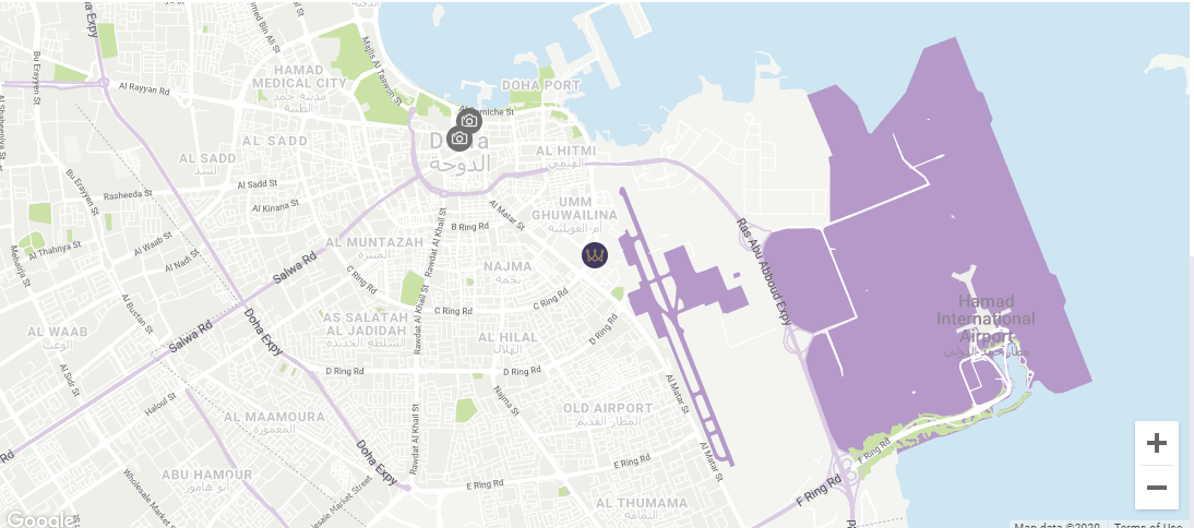 Google map location of Strato Hotel by Warwick Doha