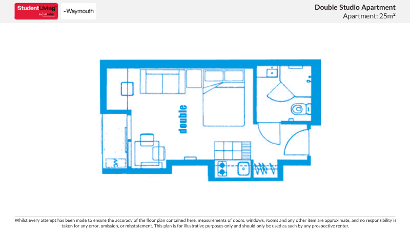 Double Studio Apartment Floorplan