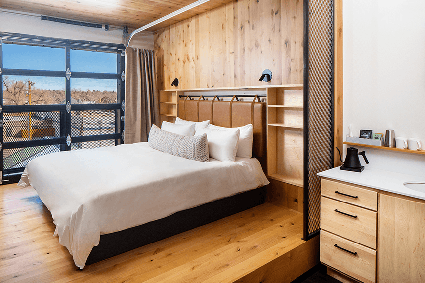 Furniture in Suite with wooden interior at Kinship Landing