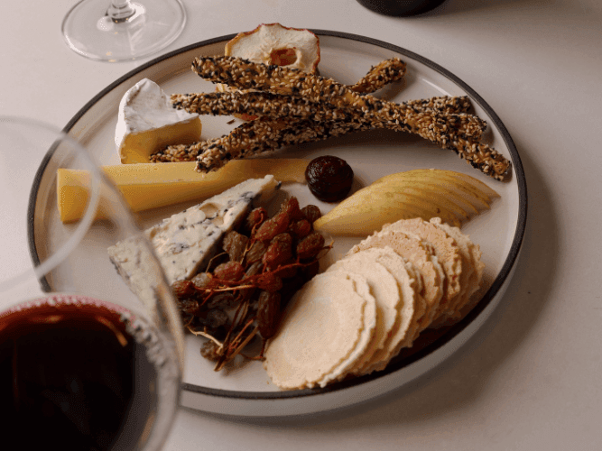 Close-up of a charcuterie platter in Bacar Restaurant at Pullman Sydney Olympic Park