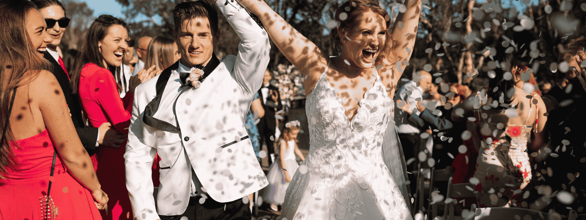 Newly weds celebrating their wedding at mercure kooindah waters resort