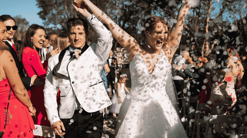 Newly wedded couple celebrating the wedding at Mercure Kooindah Waters