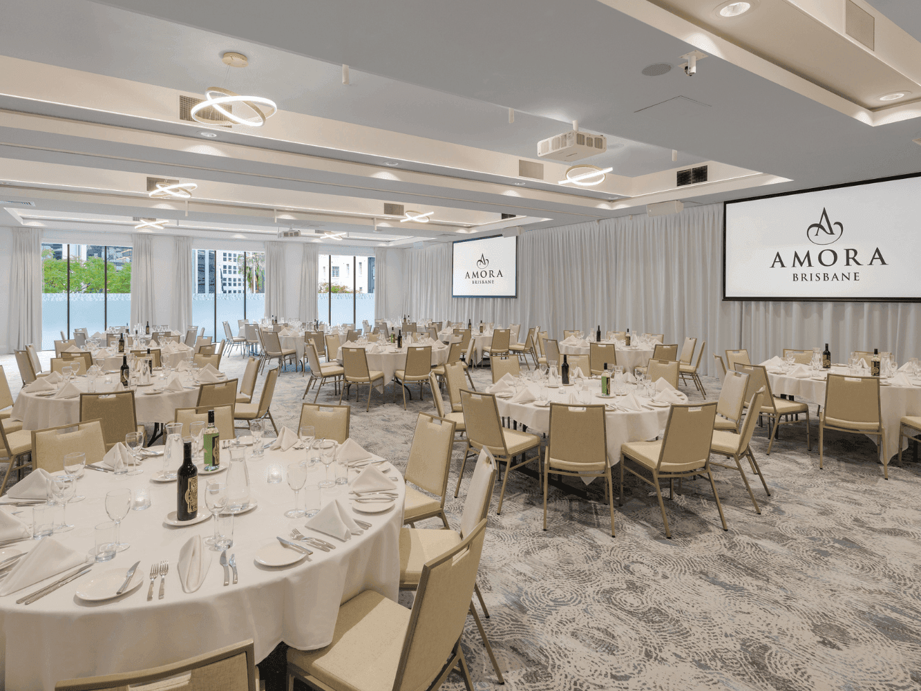 Banquet setup in Lawson Ballroom at Amora Hotel Brisbane