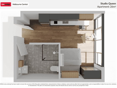 UL Melbourne Central - Studio Queen - Floorplan