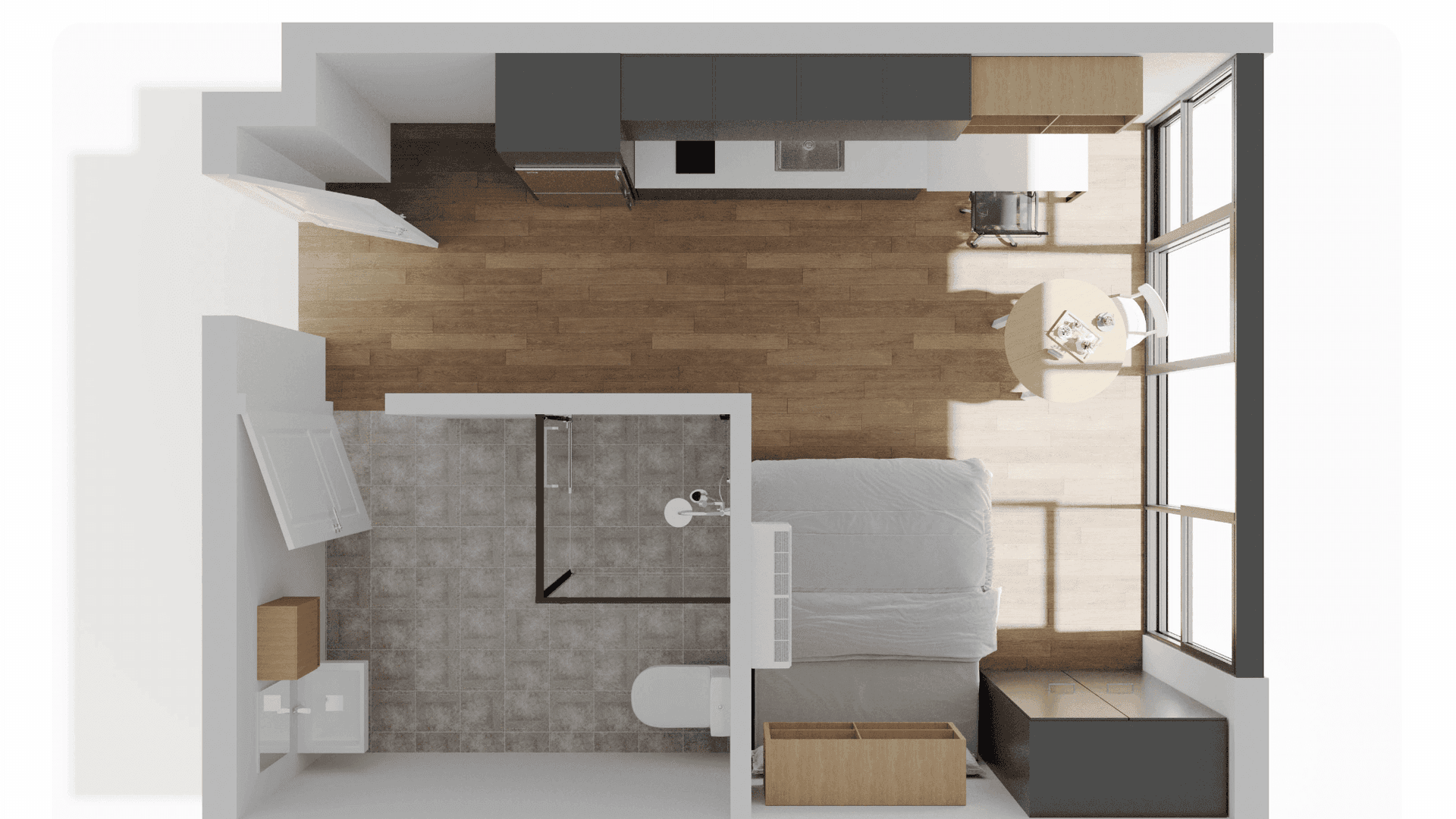 UL Melbourne Central - Studio Queen - Floorplan