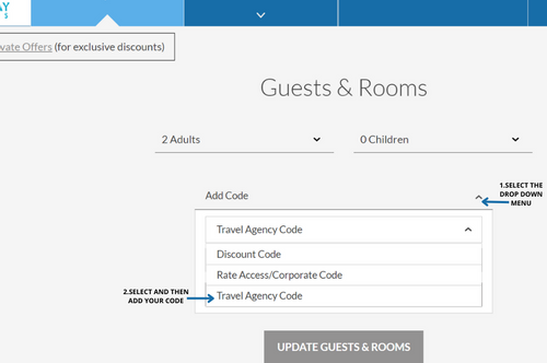 The drop-down menu of Sugar Bay Barbados