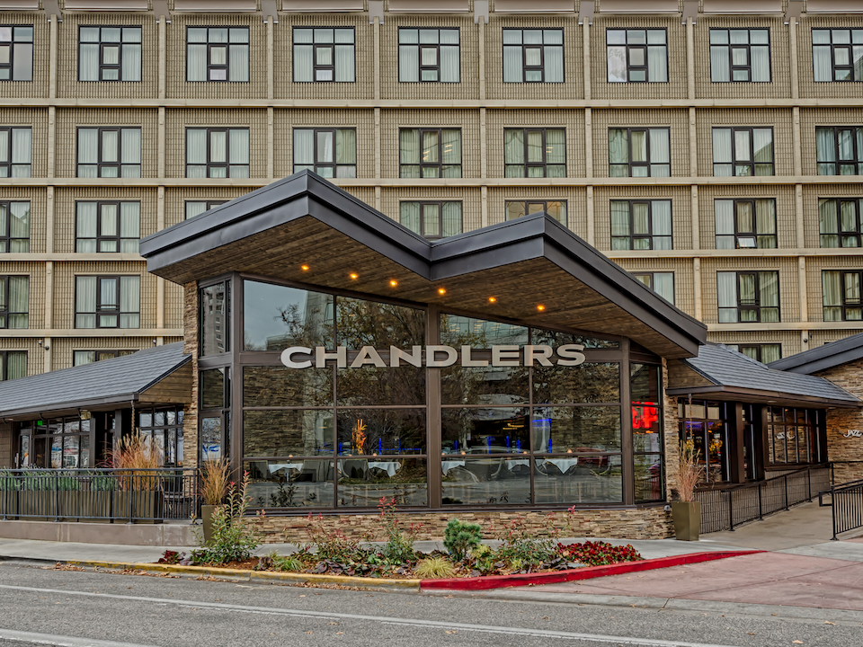 Exterior view of Chandlers entrance near The Grove Hotel